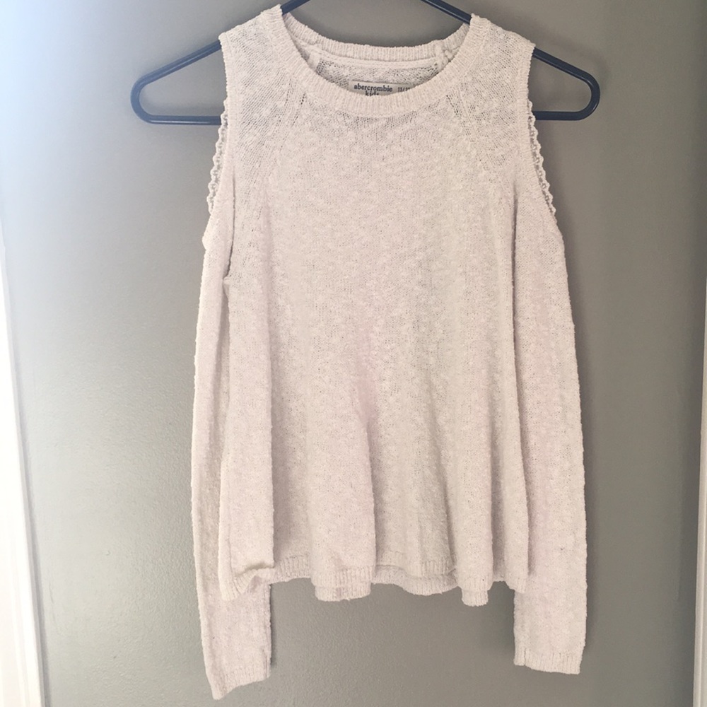abercrombie kids white sweater, shoulder cut outs